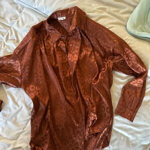 JODIFL Men's Rust Leopard Print Shirt